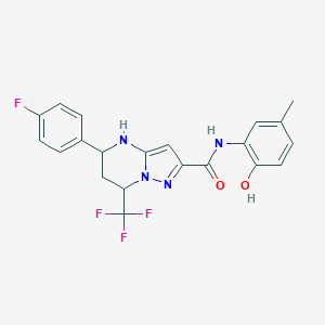 molecular formula C21H18F4N4O2 B443691 5-(4-fluorophenyl)-N-(2-hydroxy-5-methylphenyl)-7-(trifluoromethyl)-4,5,6,7-tetrahydropyrazolo[1,5-a]pyrimidine-2-carboxamide 