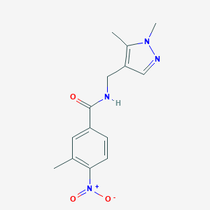 molecular formula C14H16N4O3 B443693 N-[(1,5-dimethyl-1H-pyrazol-4-yl)methyl]-3-methyl-4-nitrobenzamide 