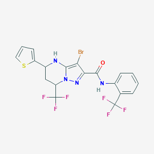 molecular formula C19H13BrF6N4OS B443694 3-bromo-5-(2-thienyl)-7-(trifluoromethyl)-N-[2-(trifluoromethyl)phenyl]-4,5,6,7-tetrahydropyrazolo[1,5-a]pyrimidine-2-carboxamide 