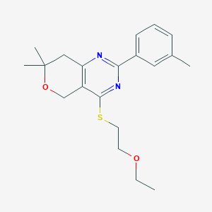 molecular formula C20H26N2O2S B4436987 4-[(2-ethoxyethyl)thio]-7,7-dimethyl-2-(3-methylphenyl)-7,8-dihydro-5H-pyrano[4,3-d]pyrimidine 