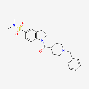 molecular formula C23H29N3O3S B4437016 1-[(1-benzyl-4-piperidinyl)carbonyl]-N,N-dimethyl-5-indolinesulfonamide 