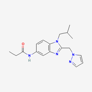 molecular formula C18H23N5O B4437044 N-[1-isobutyl-2-(1H-pyrazol-1-ylmethyl)-1H-benzimidazol-5-yl]propanamide 