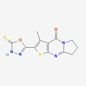 molecular formula C12H10N4O2S2 B4437056 3-methyl-2-(5-thioxo-4,5-dihydro-1,3,4-oxadiazol-2-yl)-7,8-dihydropyrrolo[1,2-a]thieno[2,3-d]pyrimidin-4(6H)-one 
