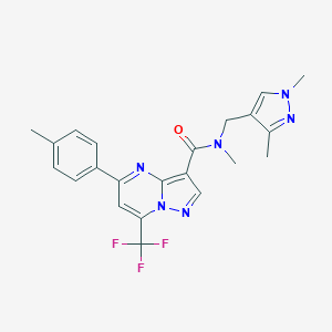 molecular formula C22H21F3N6O B443706 N-[(1,3-dimethyl-1H-pyrazol-4-yl)methyl]-N-methyl-5-(4-methylphenyl)-7-(trifluoromethyl)pyrazolo[1,5-a]pyrimidine-3-carboxamide 
