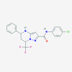molecular formula C20H16ClF3N4O B443709 N-(4-chlorophenyl)-5-phenyl-7-(trifluoromethyl)-4,5,6,7-tetrahydropyrazolo[1,5-a]pyrimidine-2-carboxamide 