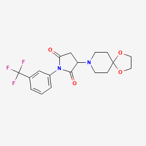 molecular formula C18H19F3N2O4 B4437100 3-(1,4-dioxa-8-azaspiro[4.5]dec-8-yl)-1-[3-(trifluoromethyl)phenyl]-2,5-pyrrolidinedione 