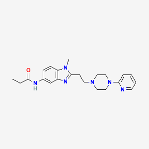 molecular formula C22H28N6O B4437119 N-(1-methyl-2-{2-[4-(2-pyridinyl)-1-piperazinyl]ethyl}-1H-benzimidazol-5-yl)propanamide 