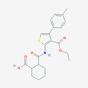 molecular formula C22H25NO5S B443712 2-{[3-(Ethoxycarbonyl)-4-(4-methylphenyl)thiophen-2-yl]carbamoyl}cyclohexanecarboxylic acid 