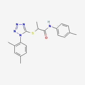 molecular formula C19H21N5OS B4437159 2-{[1-(2,4-dimethylphenyl)-1H-tetrazol-5-yl]thio}-N-(4-methylphenyl)propanamide 
