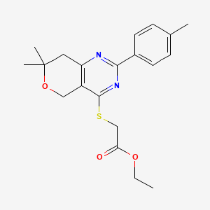 ethyl {[7,7-dimethyl-2-(4-methylphenyl)-7,8-dihydro-5H-pyrano[4,3-d]pyrimidin-4-yl]thio}acetate