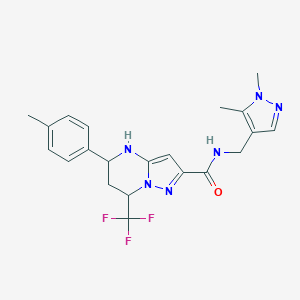 molecular formula C21H23F3N6O B443722 N-[(1,5-dimethyl-1H-pyrazol-4-yl)methyl]-5-(4-methylphenyl)-7-(trifluoromethyl)-4,5,6,7-tetrahydropyrazolo[1,5-a]pyrimidine-2-carboxamide 