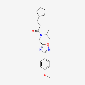 molecular formula C21H29N3O3 B4437226 3-cyclopentyl-N-isopropyl-N-{[3-(4-methoxyphenyl)-1,2,4-oxadiazol-5-yl]methyl}propanamide 