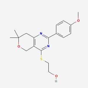 molecular formula C18H22N2O3S B4437303 2-{[2-(4-methoxyphenyl)-7,7-dimethyl-7,8-dihydro-5H-pyrano[4,3-d]pyrimidin-4-yl]thio}ethanol 