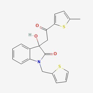 molecular formula C20H17NO3S2 B4437342 3-hydroxy-3-[2-(5-methyl-2-thienyl)-2-oxoethyl]-1-(2-thienylmethyl)-1,3-dihydro-2H-indol-2-one 