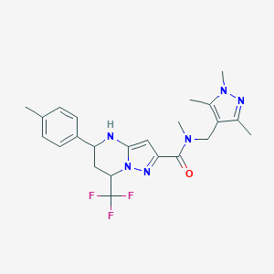 molecular formula C23H27F3N6O B443737 N-methyl-5-(4-methylphenyl)-7-(trifluoromethyl)-N-[(1,3,5-trimethyl-1H-pyrazol-4-yl)methyl]-4,5,6,7-tetrahydropyrazolo[1,5-a]pyrimidine-2-carboxamide 