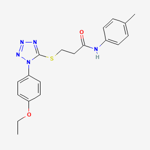molecular formula C19H21N5O2S B4437383 3-{[1-(4-ethoxyphenyl)-1H-tetrazol-5-yl]thio}-N-(4-methylphenyl)propanamide 