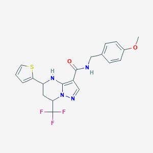 molecular formula C20H19F3N4O2S B443742 N-(4-methoxybenzyl)-5-(2-thienyl)-7-(trifluoromethyl)-4,5,6,7-tetrahydropyrazolo[1,5-a]pyrimidine-3-carboxamide 