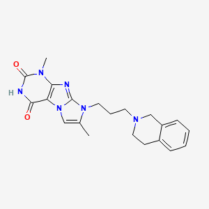molecular formula C21H24N6O2 B4437428 8-[3-(3,4-dihydro-2(1H)-isoquinolinyl)propyl]-1,7-dimethyl-1H-imidazo[2,1-f]purine-2,4(3H,8H)-dione 
