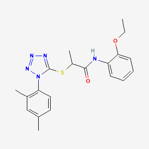 molecular formula C20H23N5O2S B4437432 2-{[1-(2,4-dimethylphenyl)-1H-tetrazol-5-yl]thio}-N-(2-ethoxyphenyl)propanamide 