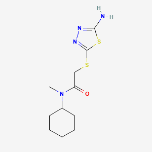 molecular formula C11H18N4OS2 B4437466 2-[(5-amino-1,3,4-thiadiazol-2-yl)thio]-N-cyclohexyl-N-methylacetamide 
