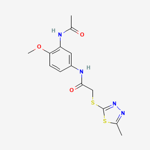 molecular formula C14H16N4O3S2 B4437484 N-[3-(acetylamino)-4-methoxyphenyl]-2-[(5-methyl-1,3,4-thiadiazol-2-yl)thio]acetamide 