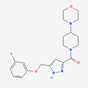 molecular formula C20H25FN4O3 B4437486 4-[1-({5-[(3-fluorophenoxy)methyl]-1H-pyrazol-3-yl}carbonyl)-4-piperidinyl]morpholine 