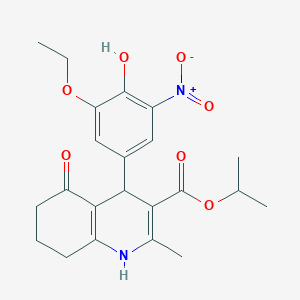 molecular formula C22H26N2O7 B443749 Isopropyl 4-(3-ethoxy-4-hydroxy-5-nitrophenyl)-2-methyl-5-oxo-1,4,5,6,7,8-hexahydro-3-quinolinecarboxylate 