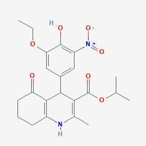 molecular formula C22H26N2O7 B443749 Propan-2-yl 4-(3-ethoxy-4-hydroxy-5-nitrophenyl)-2-methyl-5-oxo-1,4,5,6,7,8-hexahydroquinoline-3-carboxylate 