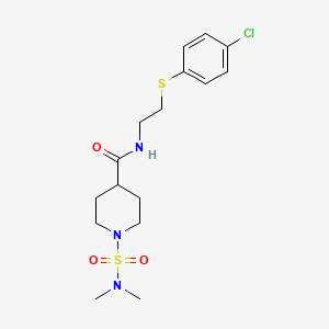 molecular formula C16H24ClN3O3S2 B4437509 N-{2-[(4-chlorophenyl)thio]ethyl}-1-[(dimethylamino)sulfonyl]-4-piperidinecarboxamide 