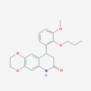molecular formula C21H23NO5 B4437510 9-(3-methoxy-2-propoxyphenyl)-2,3,8,9-tetrahydro[1,4]dioxino[2,3-g]quinolin-7(6H)-one 