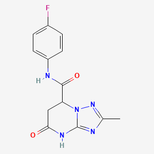 molecular formula C13H12FN5O2 B4437524 N-(4-fluorophenyl)-2-methyl-5-oxo-4,5,6,7-tetrahydro[1,2,4]triazolo[1,5-a]pyrimidine-7-carboxamide 