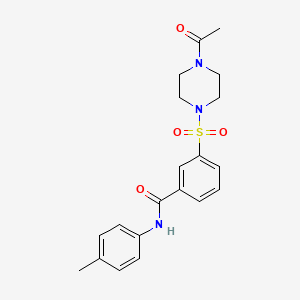 molecular formula C20H23N3O4S B4437551 3-[(4-acetyl-1-piperazinyl)sulfonyl]-N-(4-methylphenyl)benzamide 