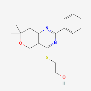 molecular formula C17H20N2O2S B4437572 2-[(7,7-dimethyl-2-phenyl-7,8-dihydro-5H-pyrano[4,3-d]pyrimidin-4-yl)thio]ethanol 