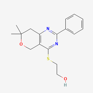 2-[(7,7-dimethyl-2-phenyl-7,8-dihydro-5H-pyrano[4,3-d]pyrimidin-4-yl)thio]ethanol