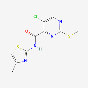 molecular formula C10H9ClN4OS2 B4437576 5-chloro-N-(4-methyl-1,3-thiazol-2-yl)-2-(methylthio)-4-pyrimidinecarboxamide 