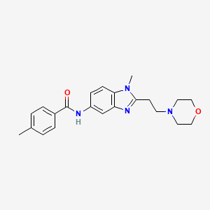 molecular formula C22H26N4O2 B4437593 4-methyl-N-{1-methyl-2-[2-(4-morpholinyl)ethyl]-1H-benzimidazol-5-yl}benzamide 