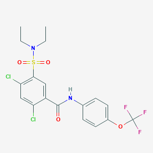 molecular formula C18H17Cl2F3N2O4S B443766 2,4-dichloro-5-(diethylsulfamoyl)-N-[4-(trifluoromethoxy)phenyl]benzamide 