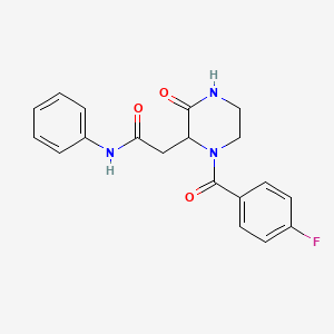 molecular formula C19H18FN3O3 B4437673 2-[1-(4-fluorobenzoyl)-3-oxo-2-piperazinyl]-N-phenylacetamide 