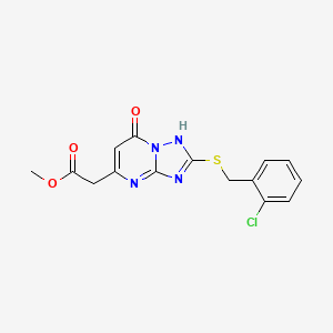 molecular formula C15H13ClN4O3S B4437702 methyl {2-[(2-chlorobenzyl)thio]-7-oxo-4,7-dihydro[1,2,4]triazolo[1,5-a]pyrimidin-5-yl}acetate 