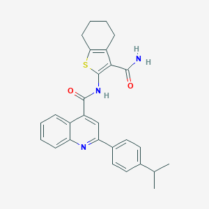 molecular formula C28H27N3O2S B443774 N-[3-(aminocarbonyl)-4,5,6,7-tetrahydro-1-benzothien-2-yl]-2-(4-isopropylphenyl)-4-quinolinecarboxamide 