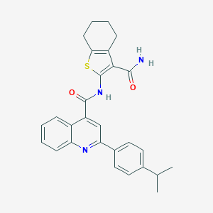 molecular formula C28H27N3O2S B443774 N-(3-carbamoyl-4,5,6,7-tetrahydro-1-benzothiophen-2-yl)-2-[4-(propan-2-yl)phenyl]quinoline-4-carboxamide 