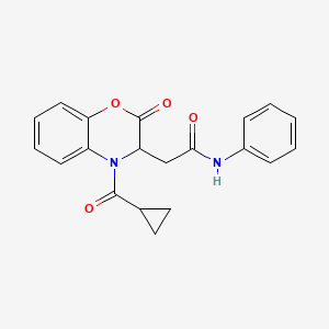 molecular formula C20H18N2O4 B4437746 2-[4-(cyclopropylcarbonyl)-2-oxo-3,4-dihydro-2H-1,4-benzoxazin-3-yl]-N-phenylacetamide 