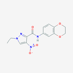 molecular formula C14H14N4O5 B443775 N-(2,3-dihydro-1,4-benzodioxin-6-yl)-1-ethyl-4-nitro-1H-pyrazole-3-carboxamide 