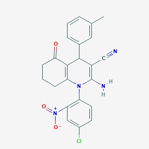 2-Amino-1-(4-chloro-2-nitrophenyl)-4-(3-methylphenyl)-5-oxo-1,4,5,6,7,8-hexahydroquinoline-3-carbonitrile