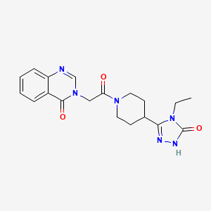 molecular formula C19H22N6O3 B4437790 3-{2-[4-(4-ethyl-5-oxo-4,5-dihydro-1H-1,2,4-triazol-3-yl)piperidin-1-yl]-2-oxoethyl}quinazolin-4(3H)-one 