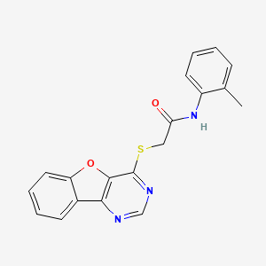 molecular formula C19H15N3O2S B4437815 2-([1]benzofuro[3,2-d]pyrimidin-4-ylthio)-N-(2-methylphenyl)acetamide 