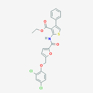 molecular formula C25H19Cl2NO5S B443782 Ethyl 2-({5-[(2,4-dichlorophenoxy)methyl]-2-furoyl}amino)-4-phenyl-3-thiophenecarboxylate 