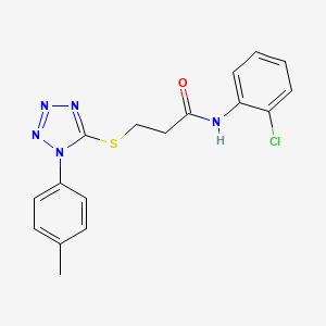 molecular formula C17H16ClN5OS B4437841 N-(2-chlorophenyl)-3-{[1-(4-methylphenyl)-1H-tetrazol-5-yl]thio}propanamide 