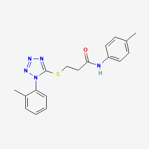 molecular formula C18H19N5OS B4437867 N-(4-methylphenyl)-3-{[1-(2-methylphenyl)-1H-tetrazol-5-yl]thio}propanamide 