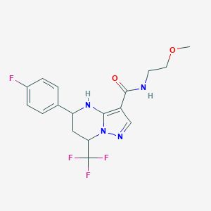 molecular formula C17H18F4N4O2 B443788 5-(4-fluorophenyl)-N-(2-methoxyethyl)-7-(trifluoromethyl)-4,5,6,7-tetrahydropyrazolo[1,5-a]pyrimidine-3-carboxamide 
